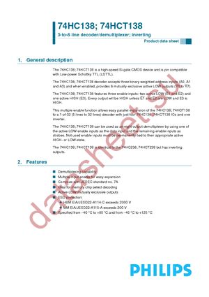 74HC138D,652 datasheet  